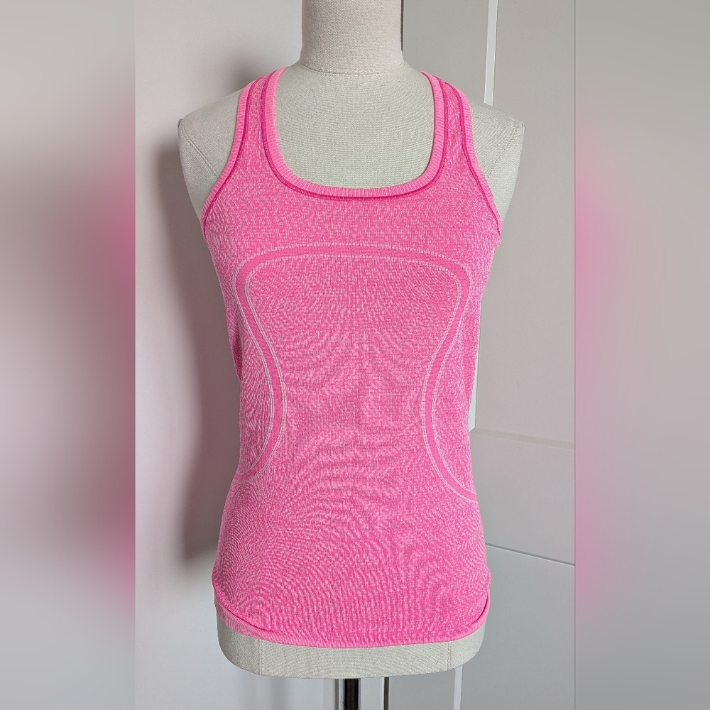 Lululemon Hot Pink Raspberry Glo Swiftly Tech Logo Racerback Tank Top 4